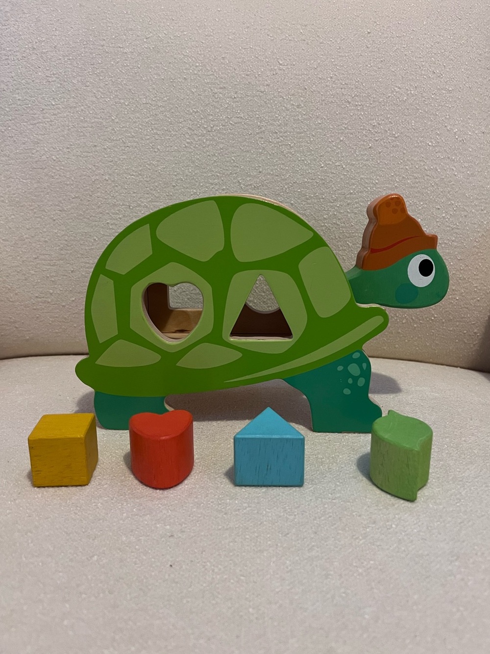 Tender Leaf Toys Wooden Green Tortoise Shape Sorter